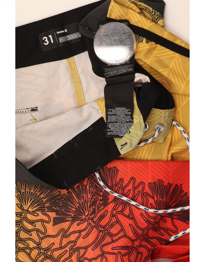 HURLEY Herren-Badeshorts aus mittelgelbem, geblümtem Polyester