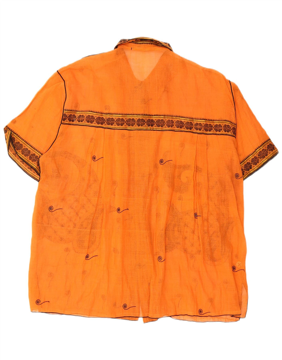 PAUL ROPP Damen Durchsichtiges übergroßes Hemd UK 14 Mittelorange Paisley