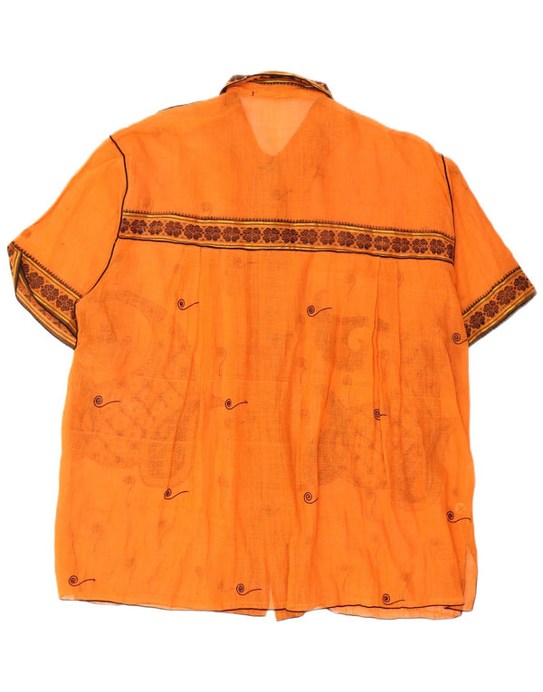 PAUL ROPP Damen Durchsichtiges übergroßes Hemd UK 14 Mittelorange Paisley
