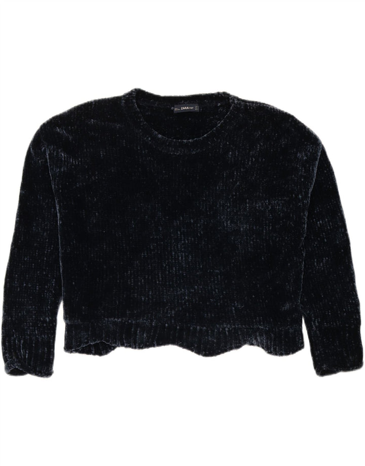 ZARA Womens Oversized Crew Neck Jumper Sweater UK 14 Medium Navy Blue Vintage Zara and Second-Hand Zara from Messina Hembry 
