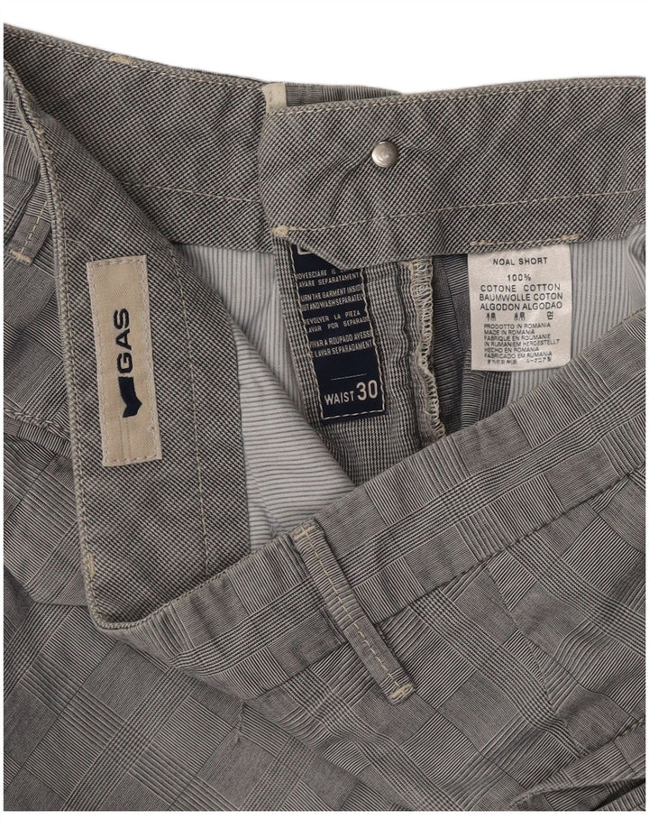 GAS Herren Chinoshorts W30 Mittelgrau karierte Baumwolle
