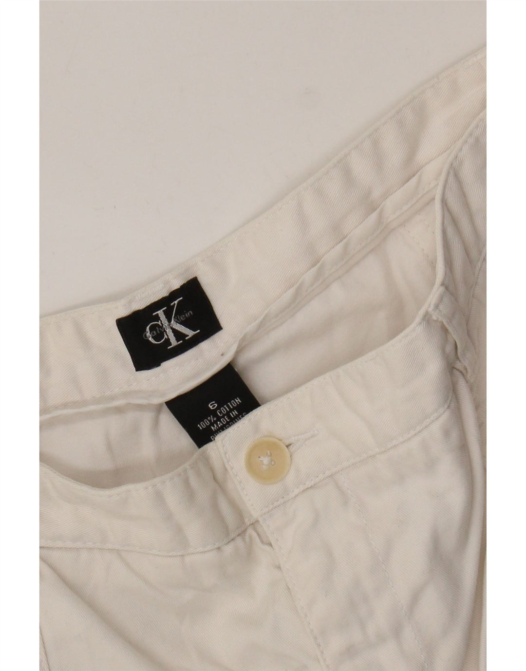 Calvin Klein Damen Chinoshorts US 6 Medium W28 Off White Cotton
