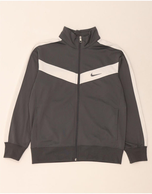 NIKE Jungen-Trainingsanzug-Top-Jacke, 12–13 Jahre, Größe L, Grau, Farbblock