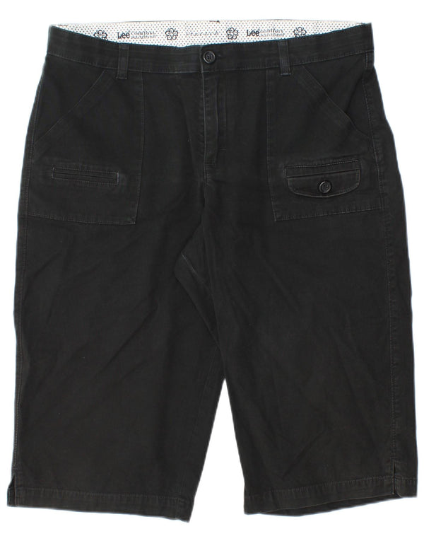 Lee Damen Comfort Fit Bermuda Chino Shorts US 14 XL W34 Schwarze Baumwolle