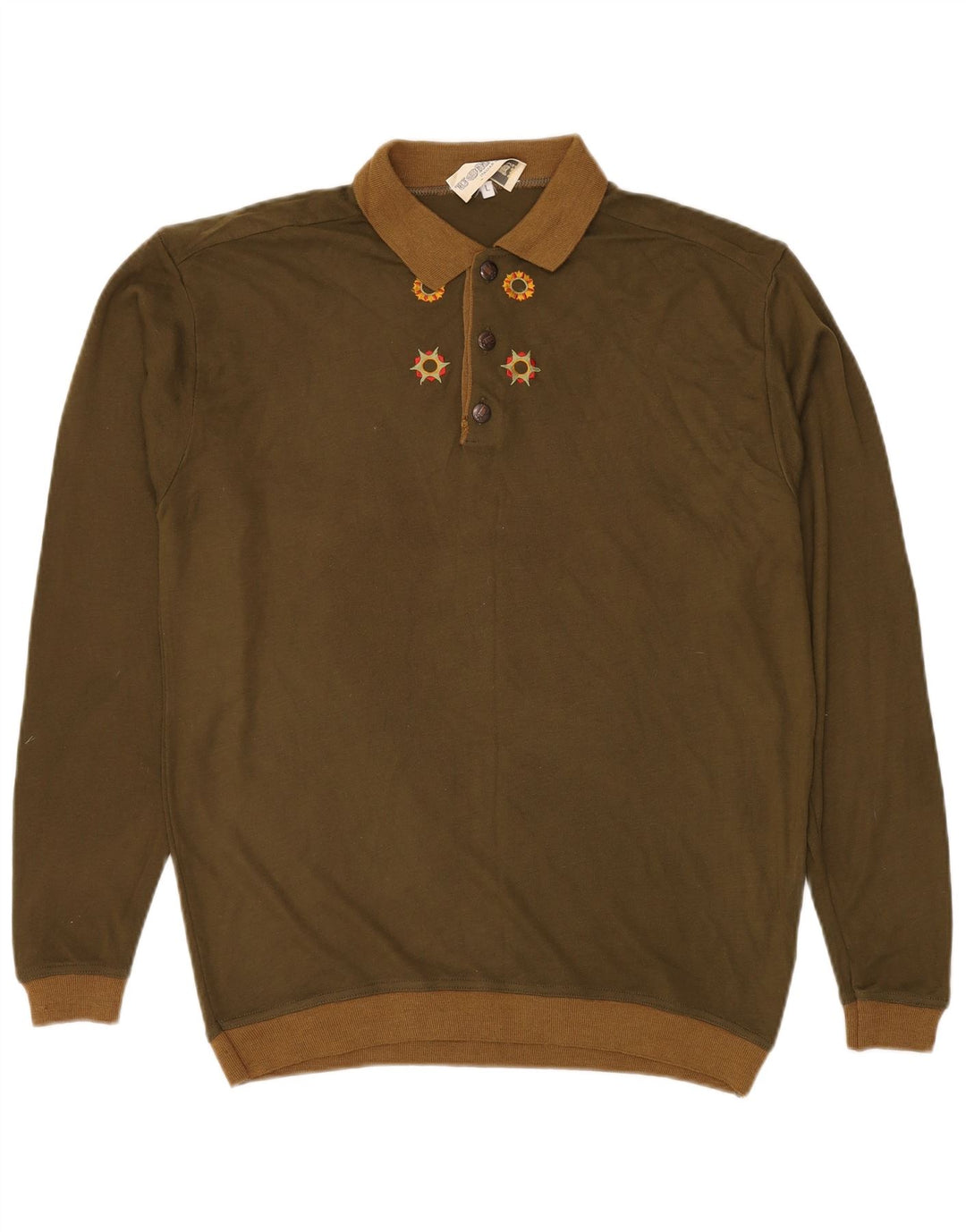 VINTAGE Herren-Pullover mit Rollkragen, groß, Khaki, Acryl