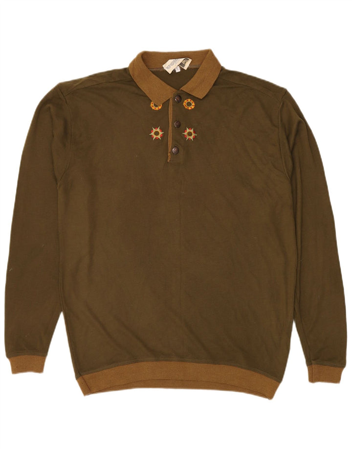 VINTAGE Herren-Pullover mit Rollkragen, groß, Khaki, Acryl