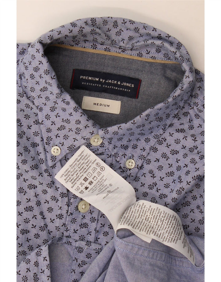 Jack & Jones Herrenhemd aus mittelblauer Baumwolle mit Blumenmuster