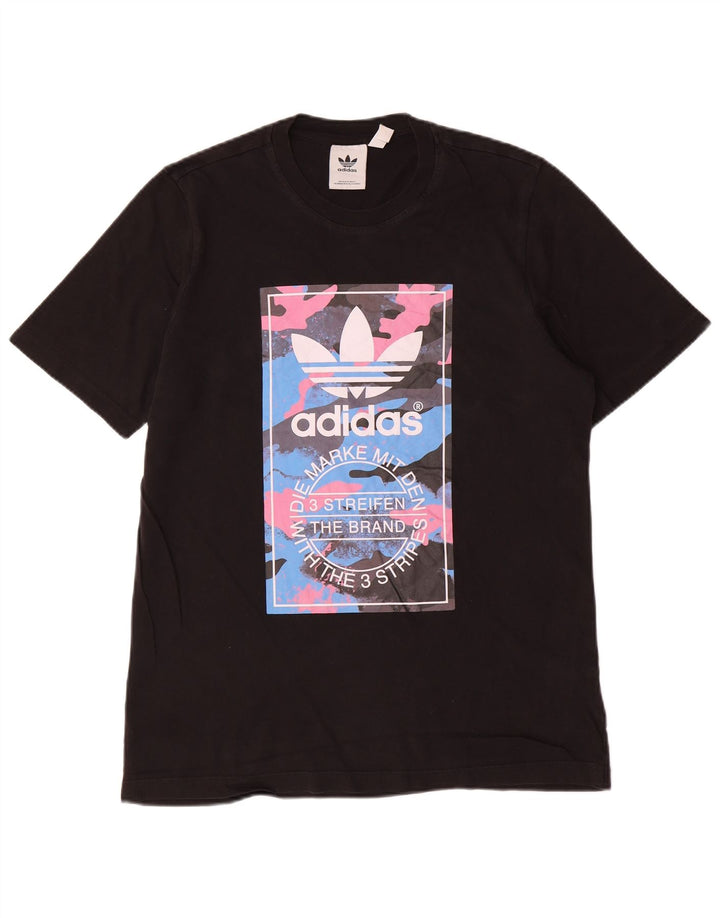ADIDAS Mens Graphic T-Shirt Top Medium Black Cotton