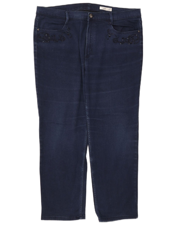 Marks & Spencer Damen-Cropped-Jeans UK 20 2XL W40 L26 Marineblaue Baumwolle