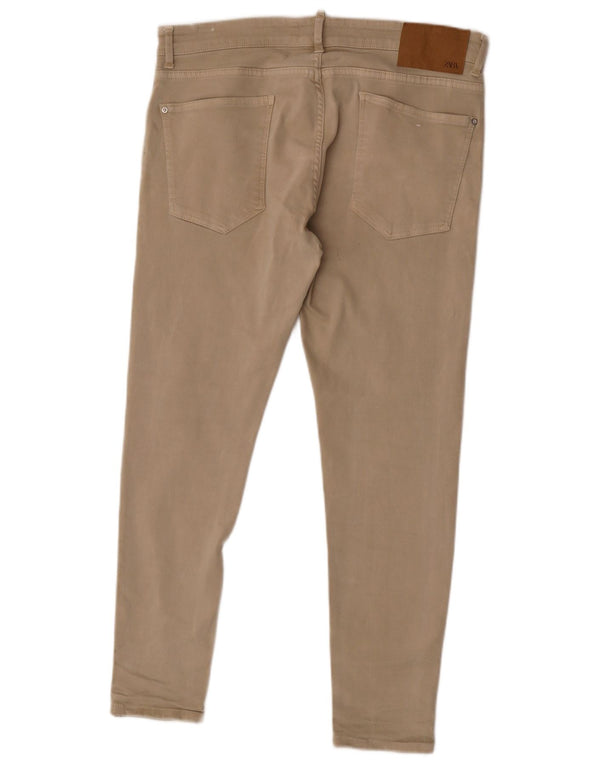 Zara Mens Low Waist Skinny Jeans EU 46 XL W36 L28 Beige Cotton