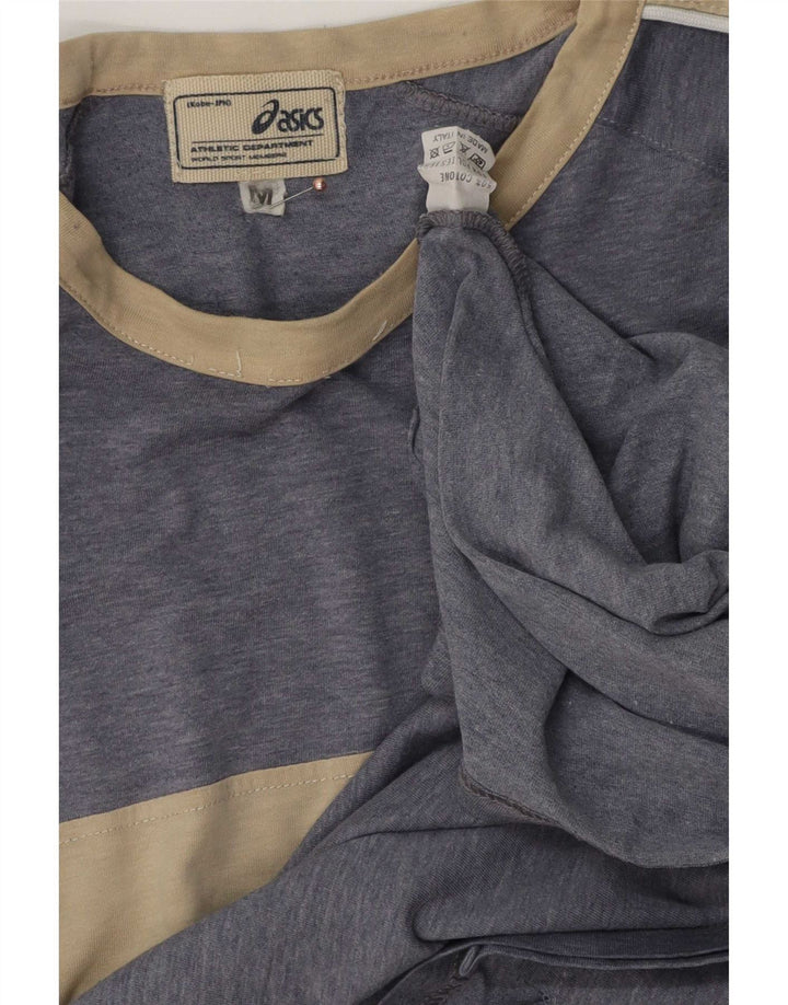 Asics Herren-T-Shirt-Oberteil aus mittelblauer Colourblock-Baumwolle