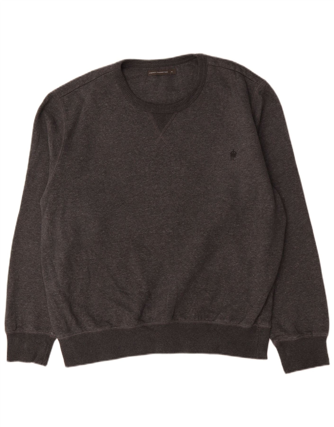 French Connection Herren-Sweatshirt-Pullover XL aus grauer Baumwolle