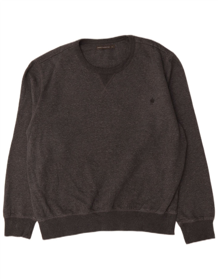 French Connection Herren-Sweatshirt-Pullover XL aus grauer Baumwolle