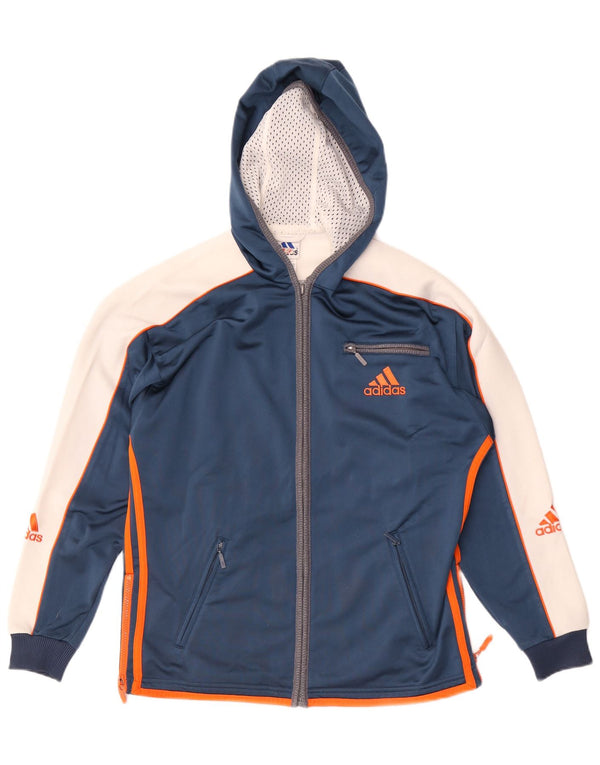 Adidas Jungen-Trainingsanzug mit Kapuze, Top-Jacke, 13–14 Jahre, blaues Farbblockdesign