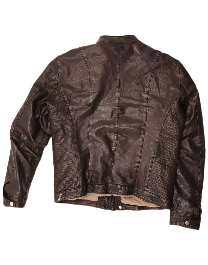 Masterpelle Herren-Leder-Racer-Jacke, UK 40, großes schwarzes Leder