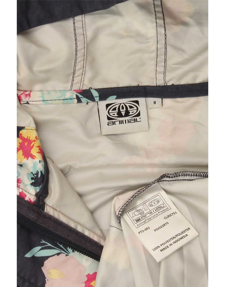 Animal Damen-Regenjacke mit Kapuze, Größe S, Marineblau, Blumenmuster, Polyester