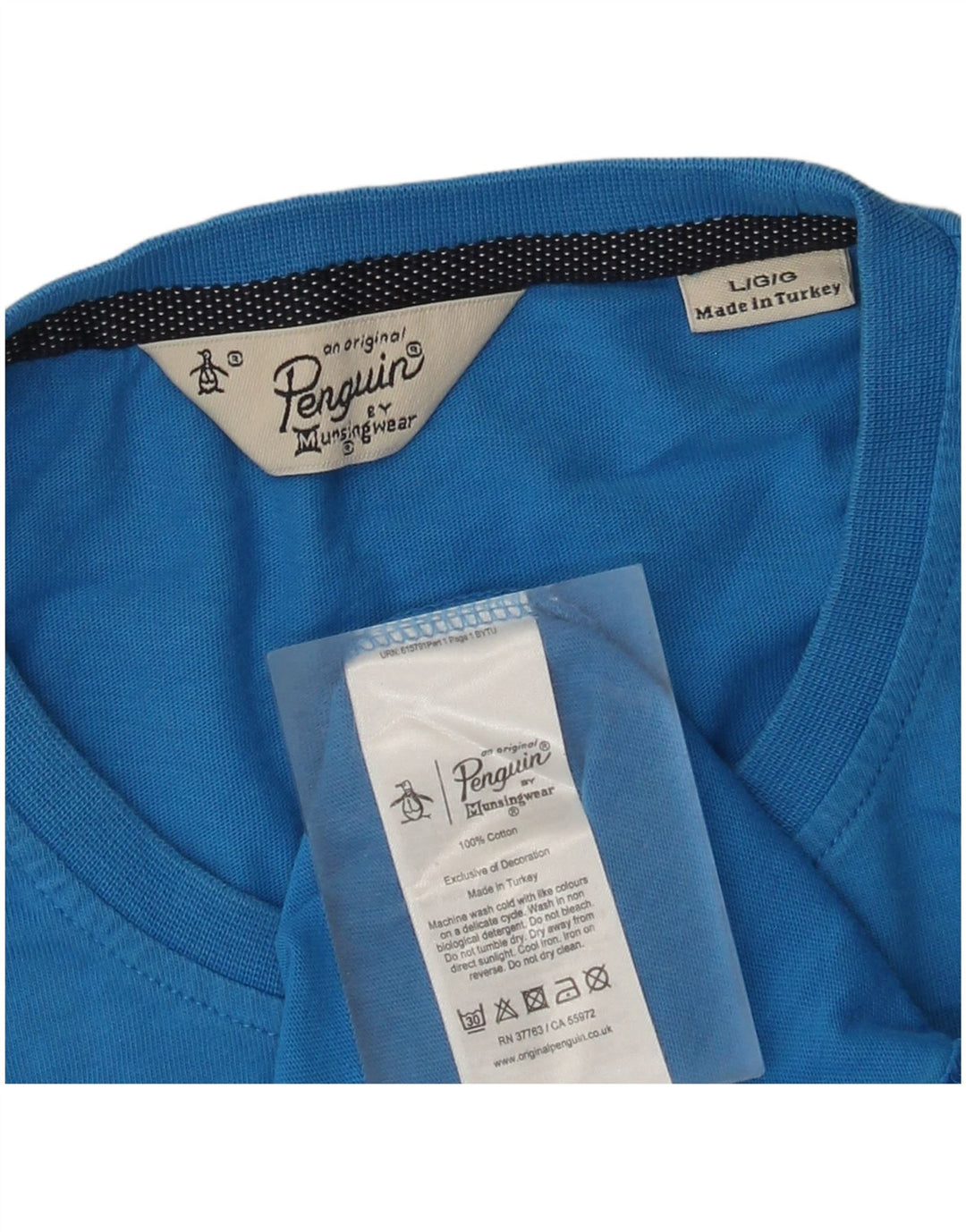 Penguin Herren T-Shirt Top Large Blau Baumwolle