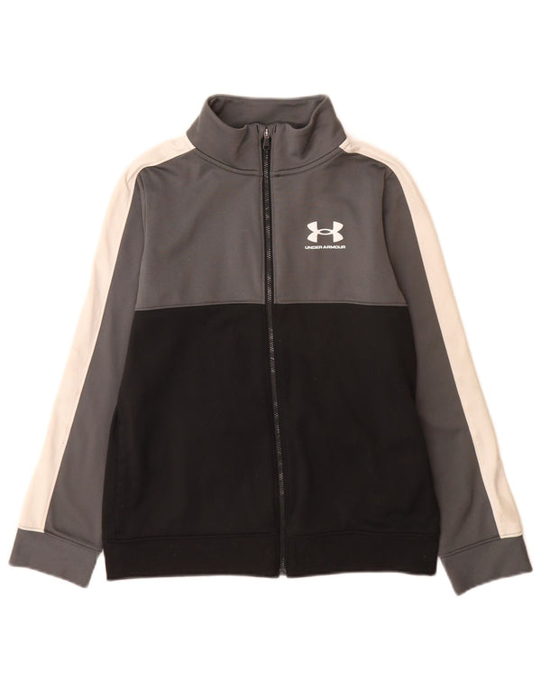 Under Armour Jungen-Trainingsanzug-Top-Jacke, 9–10 Jahre, Mittelschwarz, Farbblock