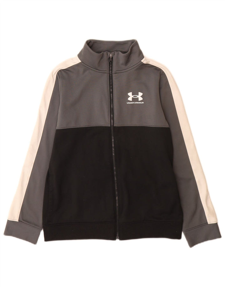 Under Armour Jungen-Trainingsanzug-Top-Jacke, 9–10 Jahre, Mittelschwarz, Farbblock