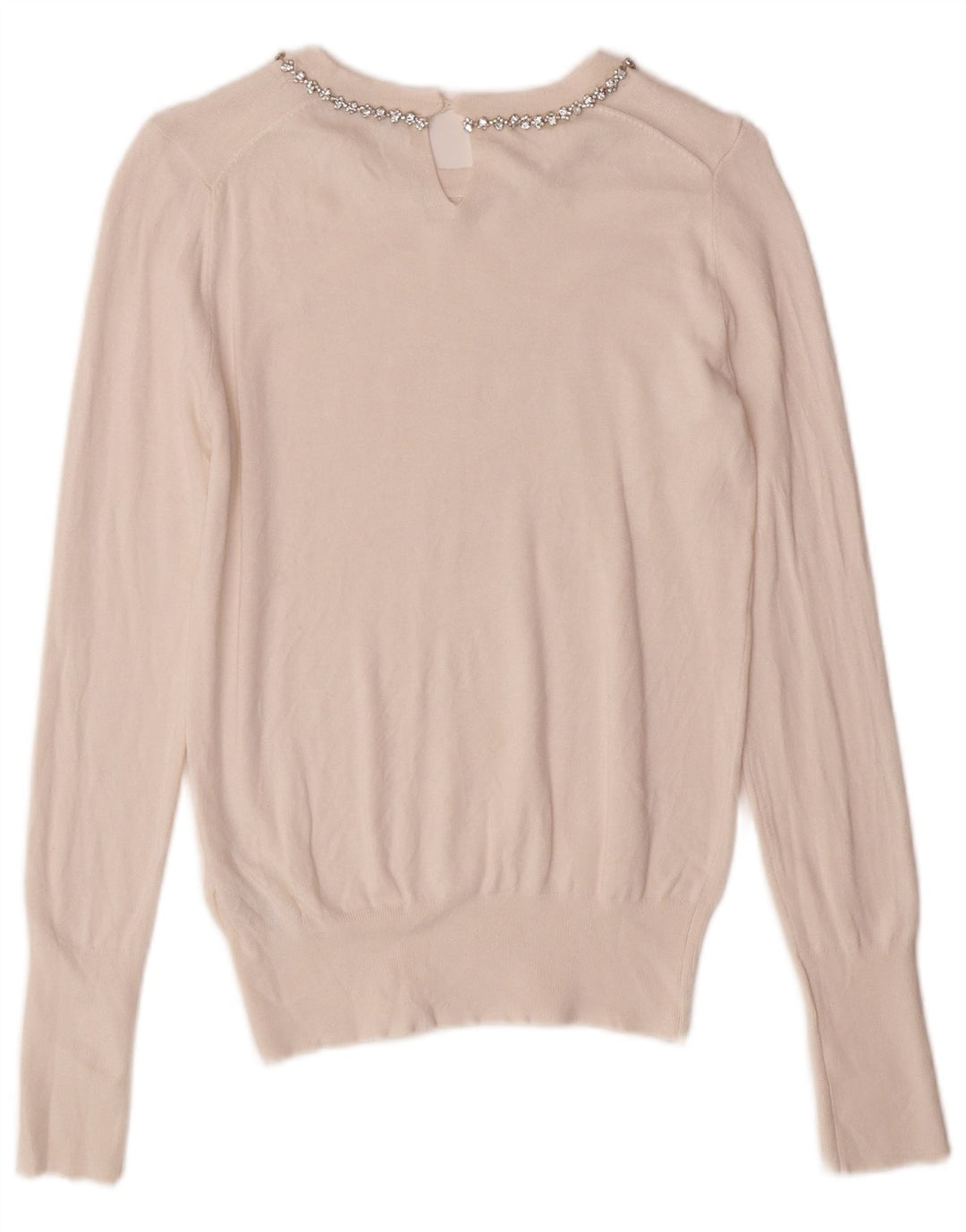 Zara Damen-Pullover mit U-Boot-Ausschnitt, Gr. 10, Größe S, cremefarbene Viskose