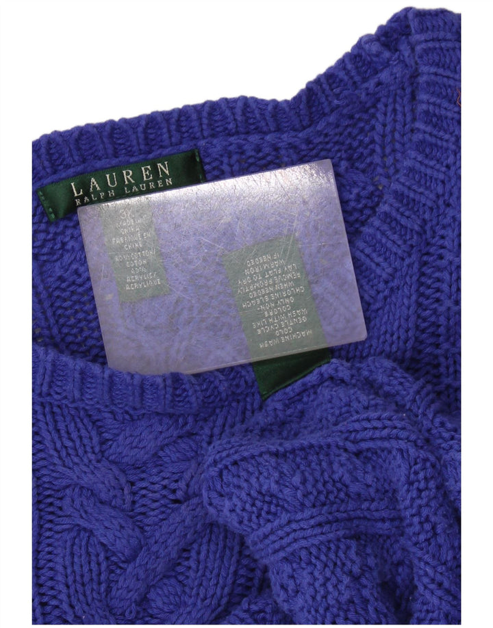 RALPH LAUREN Damen-Pullover mit U-Boot-Ausschnitt, UK 22 3XL, blaue Baumwolle