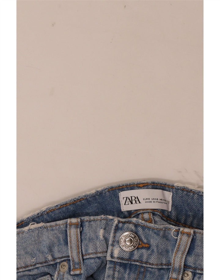 Zara Damen Denim-Shorts im Used-Look, Größe S, W26, Blau
