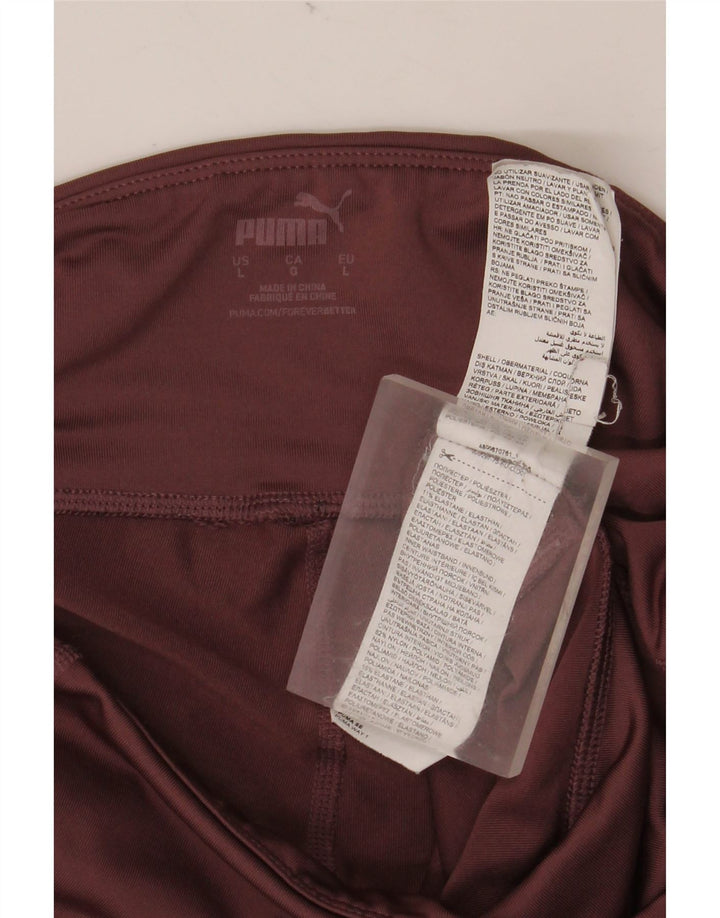 PUMA Damen Crop Leggings UK 16 Large Burgunderrot Polyester