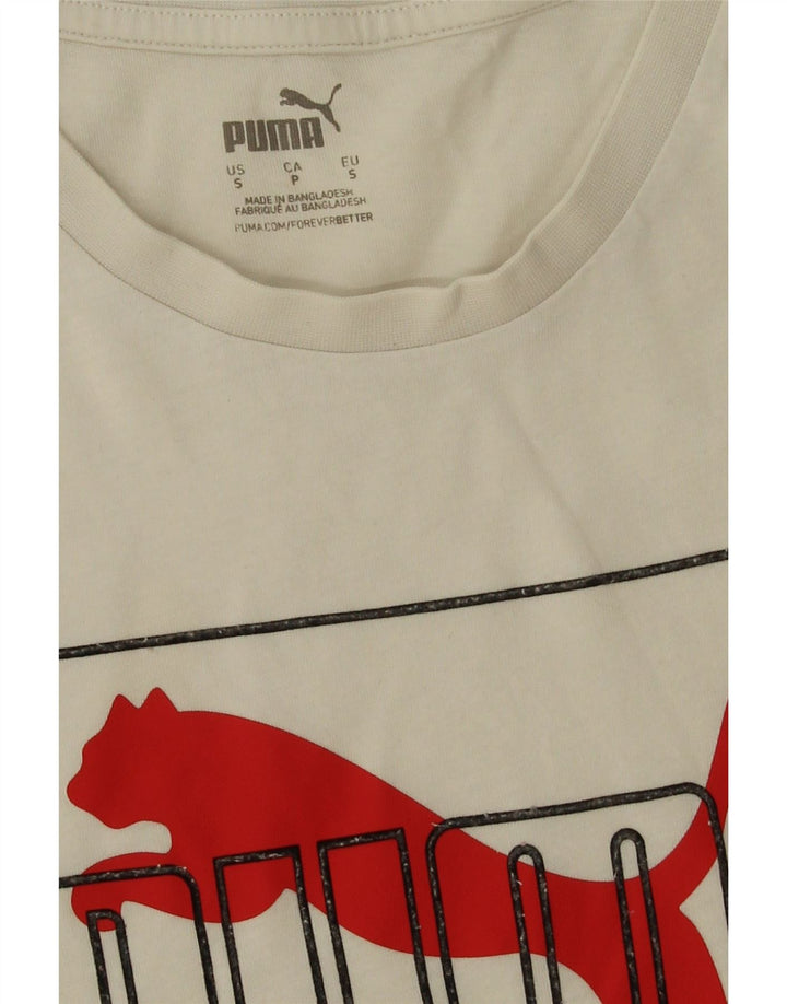 Puma Herren-T-Shirt mit Grafik, Größe S, weiße Baumwolle