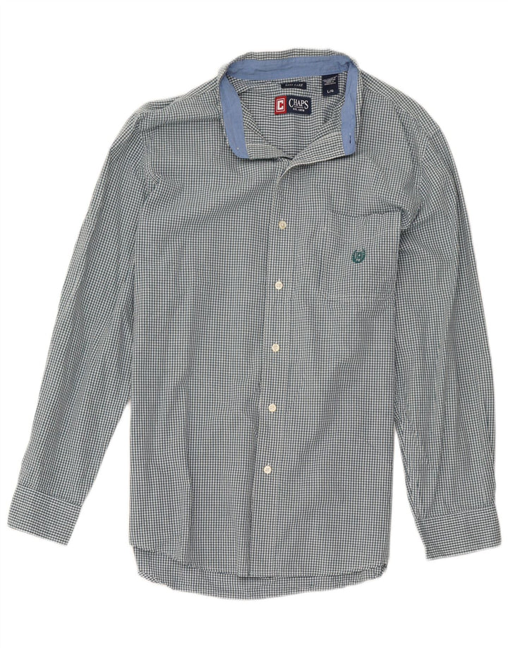 Chaps Herrenhemd, groß, grün, Gingham-Baumwolle
