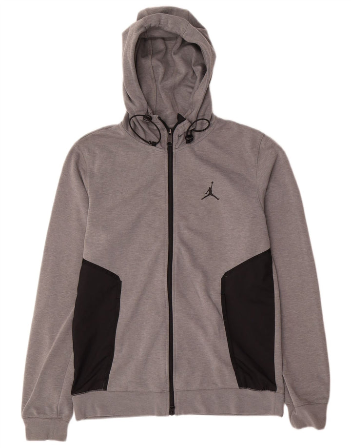 JORDAN Herren-Kapuzenpullover mit Reißverschluss, klein, graue Farbblock-Baumwolle