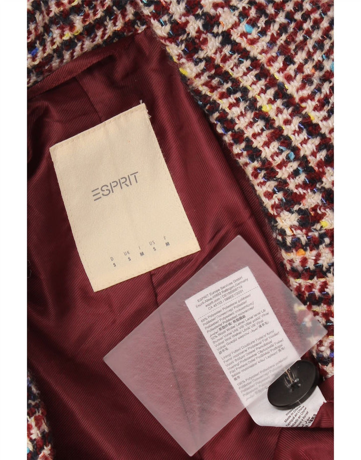 Esprit Damen Zweireihiger Mantel UK 10 Small Burgunderrot Polyester