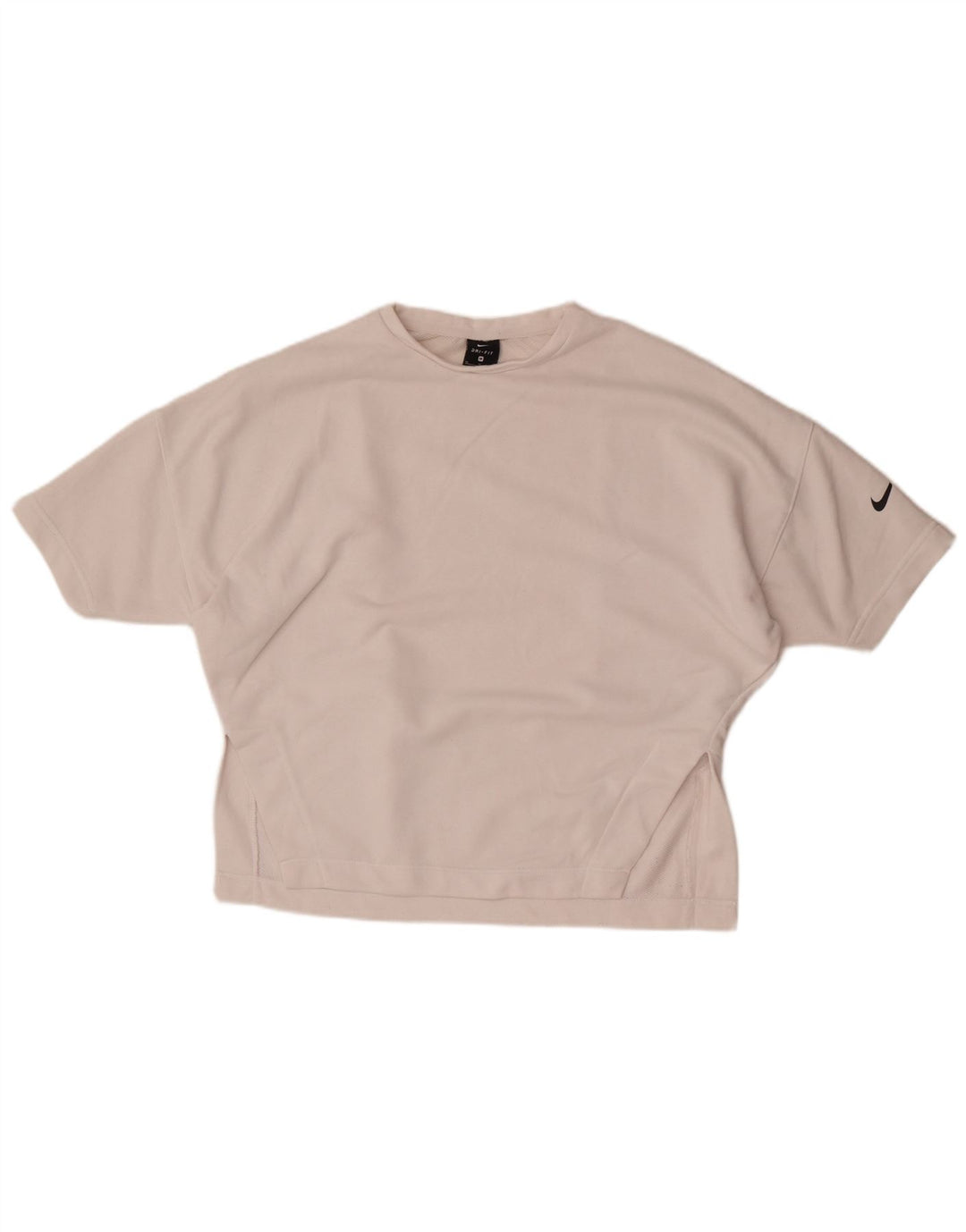 Nike Damen Dri Fit Übergroßes T-Shirt-Oberteil UK 14 Mittelweiße Baumwolle