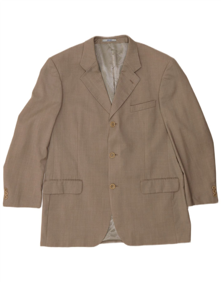 Kenzo Herren 3-Knopf-Blazerjacke IT 56 3XL Beige Wolle