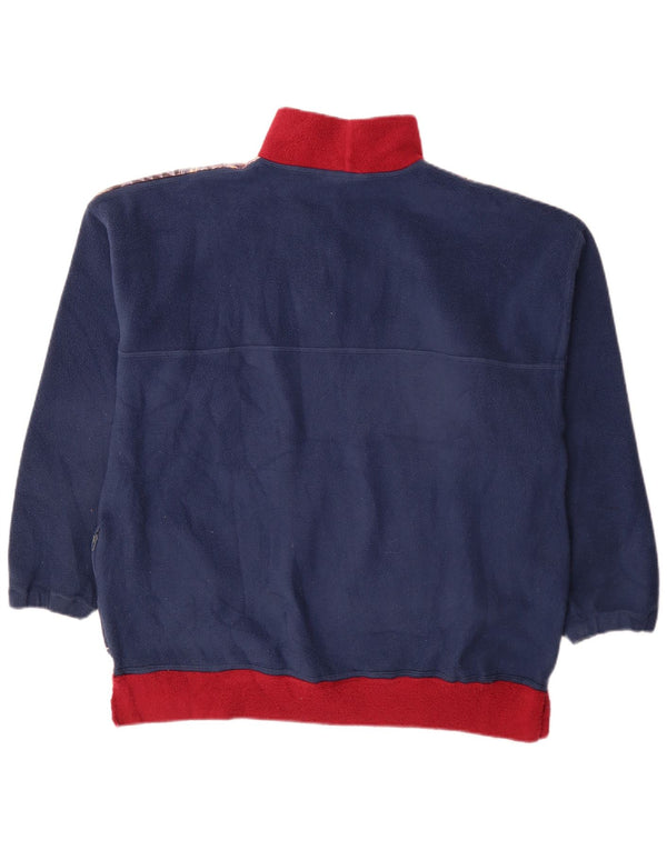 Vintage Damen Fleece-Pullover mit Knopfkragen, UK 20 2XL, Marineblau, Paisley-Retro