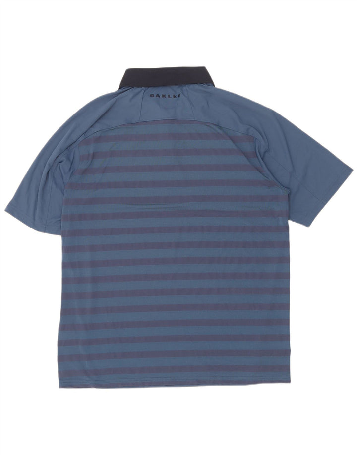 Oakley Herren-Poloshirt mit normaler Passform, großes blau gestreiftes Polyester