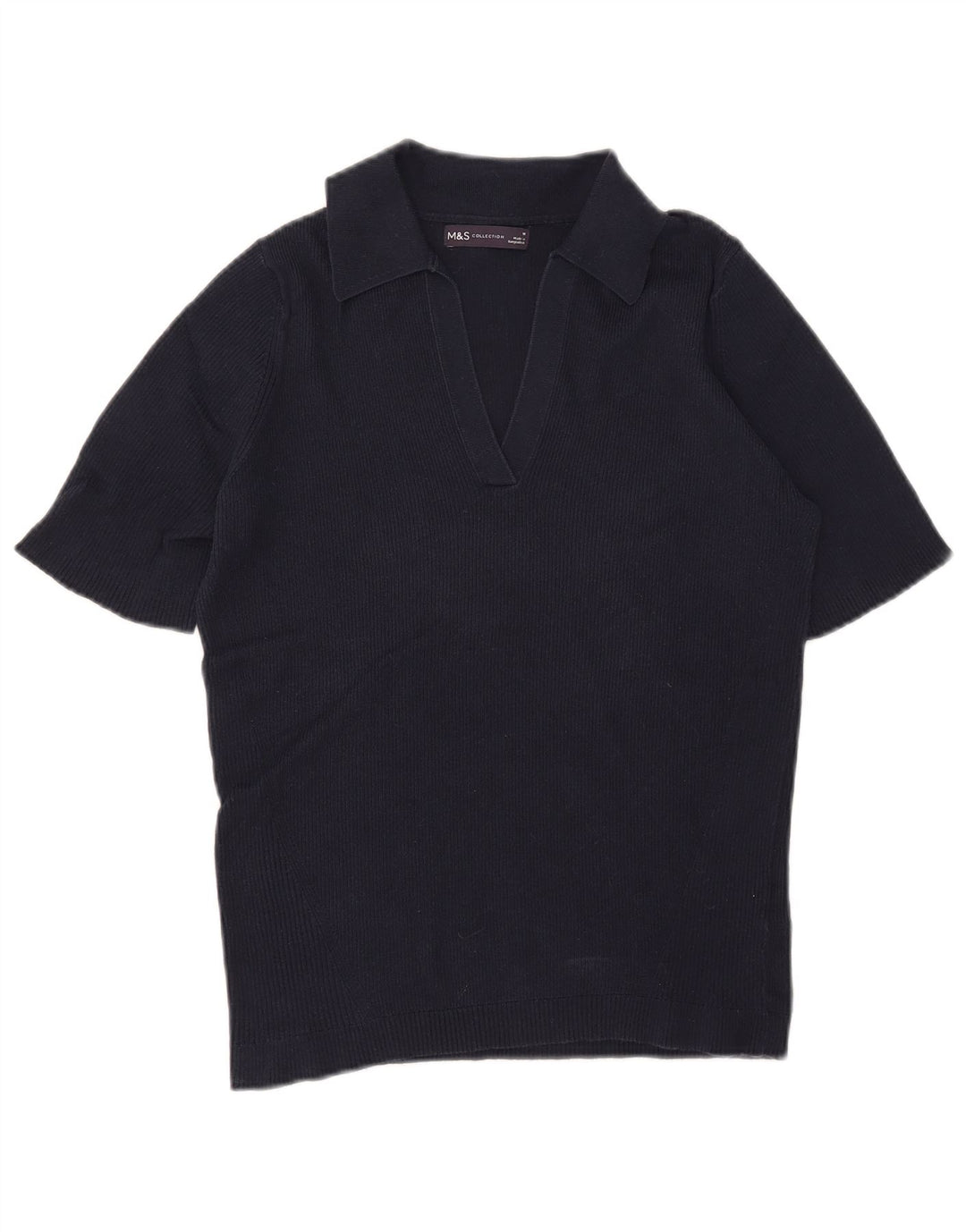 Marks & Spencer Damen Poloshirt UK 12 Medium Marineblau Baumwolle