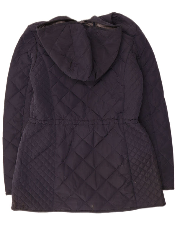 Massimo Dutti Damen Steppjacke mit Kapuze UK 12 Medium Marineblau Polyester