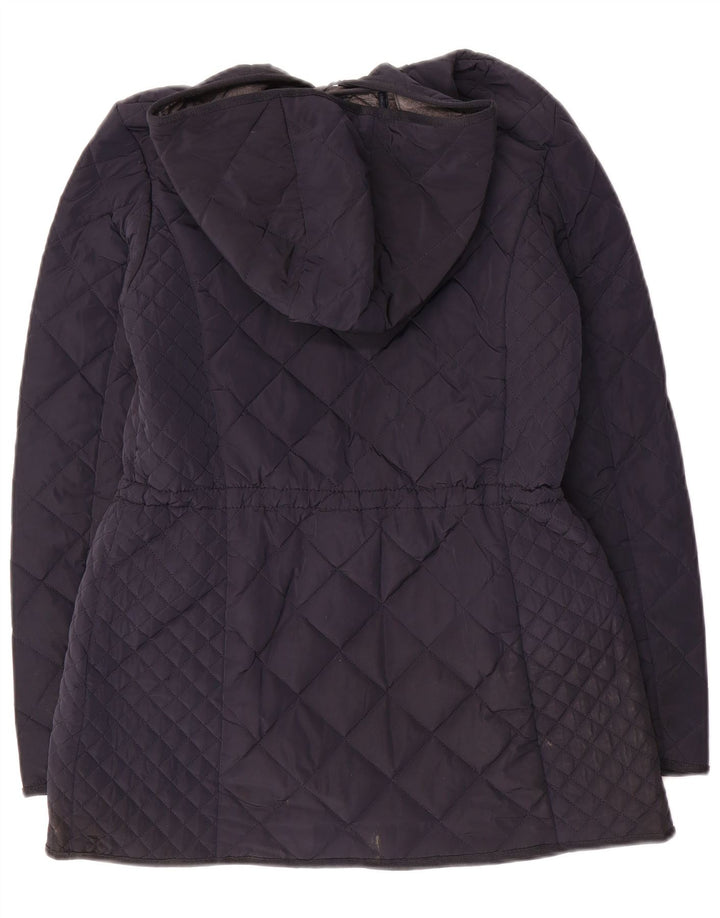 Massimo Dutti Damen Steppjacke mit Kapuze UK 12 Medium Marineblau Polyester