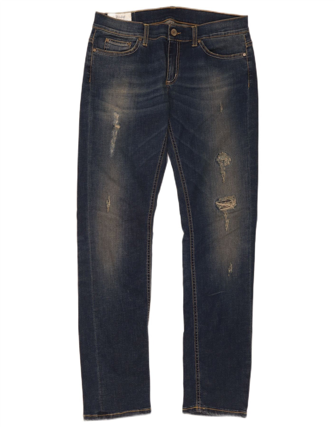 Dondup Damen Distressed Slim Jeans W32 L33 Blaue Baumwolle