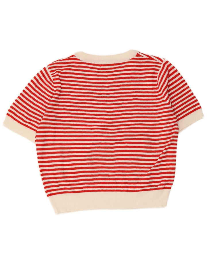 PEPALOVES Damen-Pullover mit Rundhalsausschnitt, UK 14, mittelrot gestreift