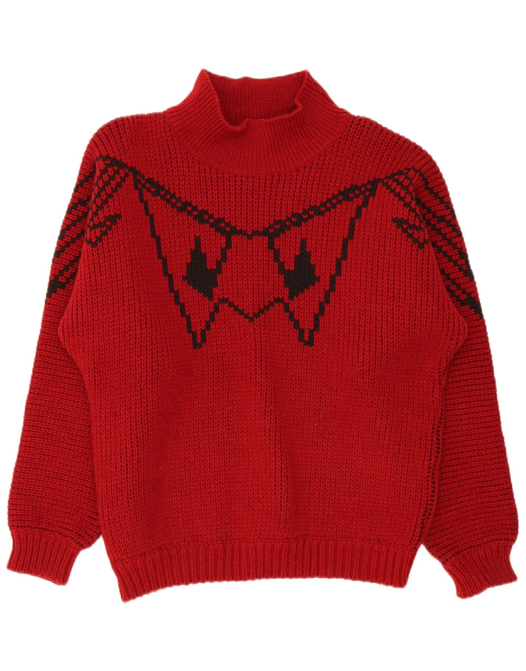 Lindbergh Herren-Pullover mit Rollkragen, groß, aus roter, geometrischer Wolle