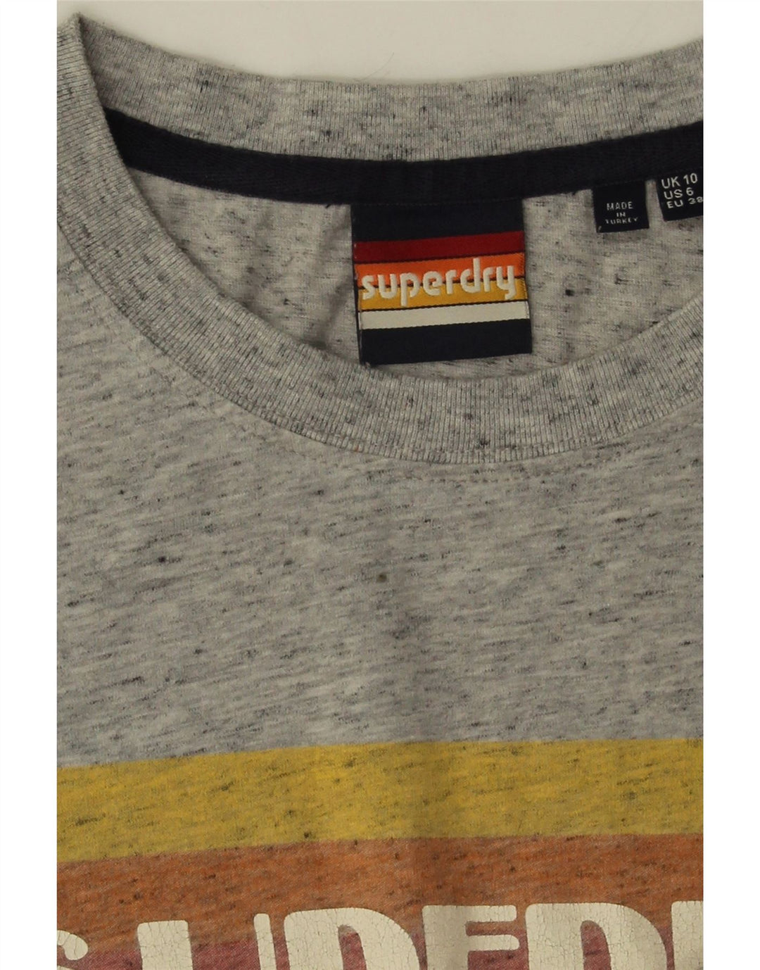 Superdry Damen Übergroßes Grafik-T-Shirt-Oberteil UK 10 Small Grau meliert