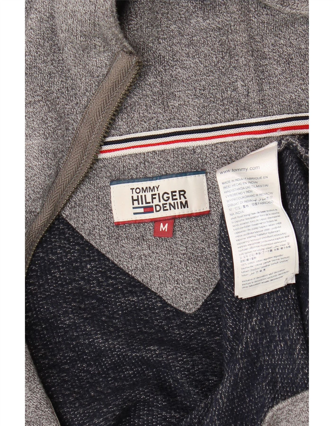 Tommy Hilfiger Herren-Kapuzenpullover aus mittelgrau gefleckter Baumwolle