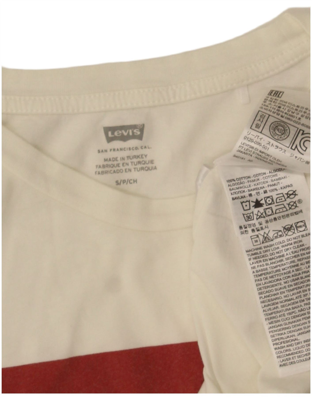 Levi's Damen-T-Shirt mit Grafik, UK 8, Größe S, weiße Baumwolle