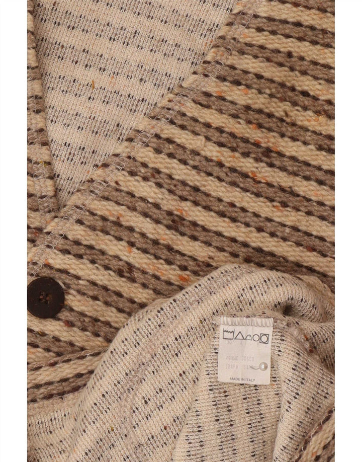 Wit Boy Herren-Strickjacke, ärmellos, klein, beige, gestreift, Wolle