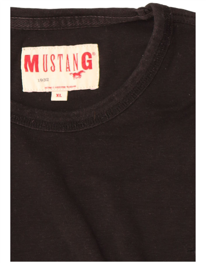 Mustang Herren T-Shirt Top XL Schwarz Baumwolle