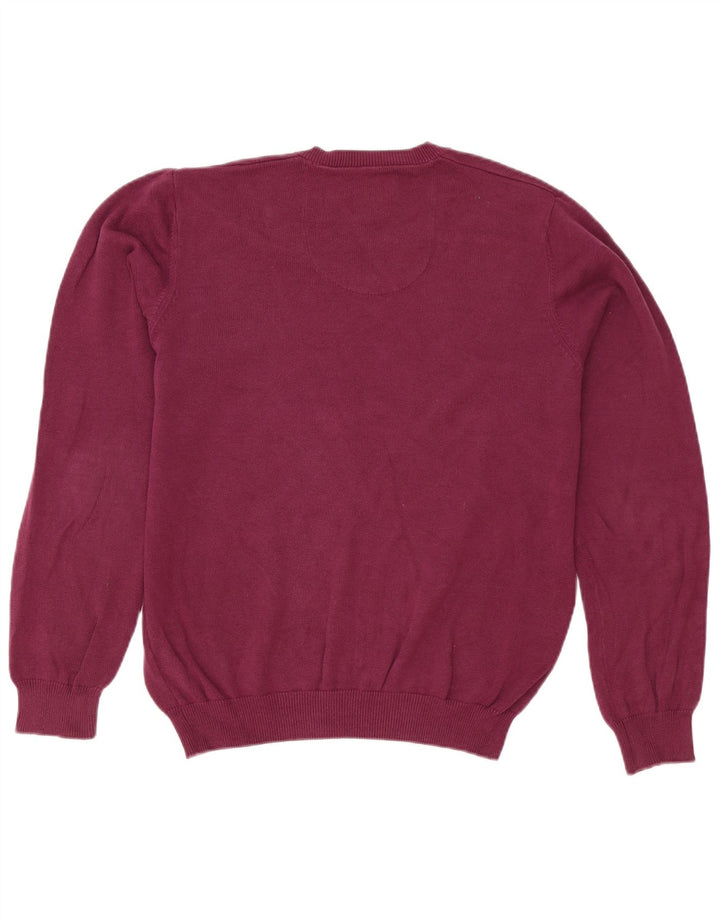 Marks & Spencer Herren-Pullover mit normaler Passform und V-Ausschnitt aus mittelvioletter Baumwolle
