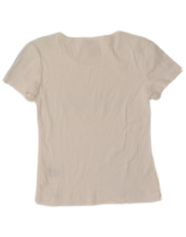 ADIDAS Damen Crop Graphic T-Shirt Top UK 10 Small Weiße Baumwolle