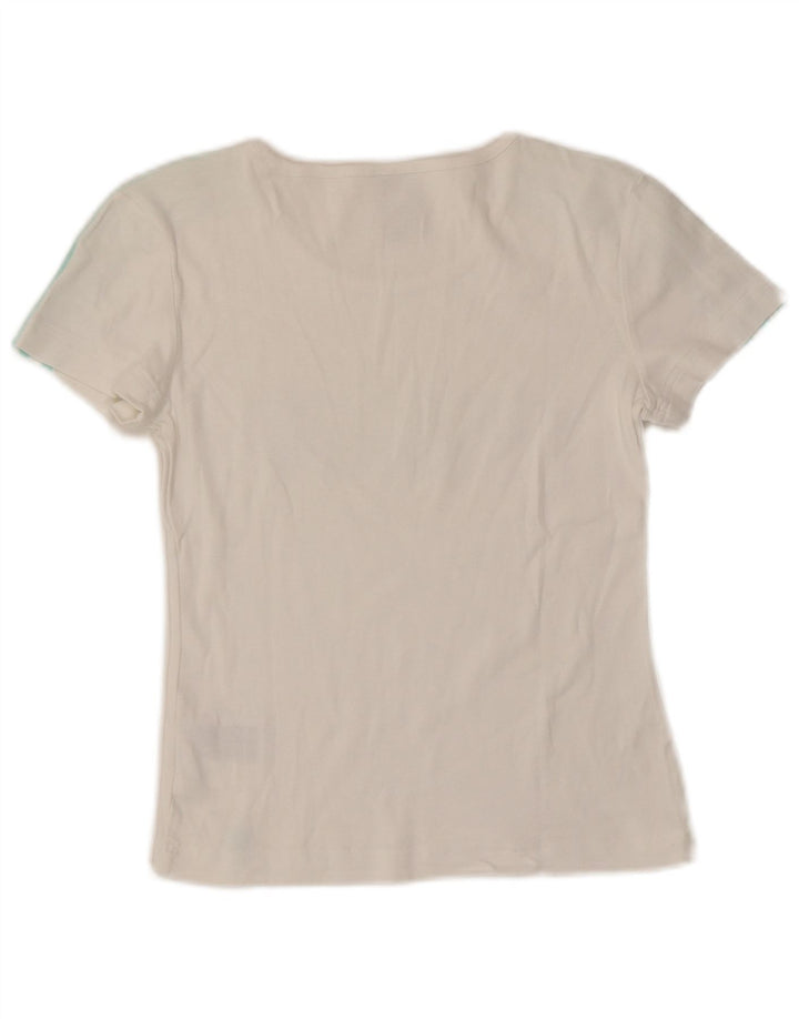 ADIDAS Damen Crop Graphic T-Shirt Top UK 10 Small Weiße Baumwolle