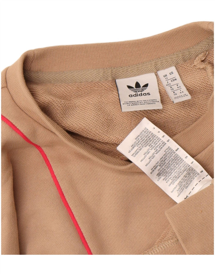 Adidas Damen Grafik-Sweatshirt-Pullover UK 12 Mittelbeige Farbblock
